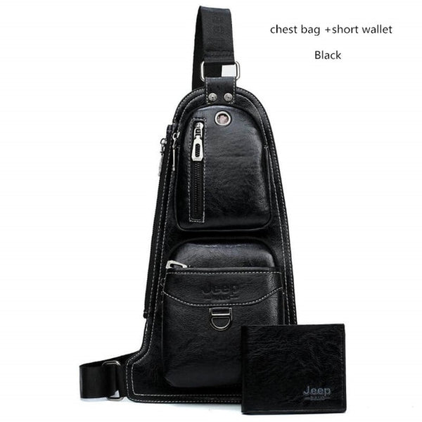 JEEP BULUO BRAND New Men Messenger Bags Hot Crossbody Shoulder Bag Famous Man's Leather Sling Chest Bag Fashion Casual 6196