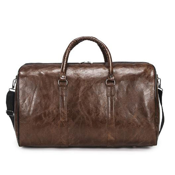 Pu leather Ladies Travel Bag Glossy Solid Color Large Capacity Portable Weekend Package Men Sports Fitness Messenger   Bag[