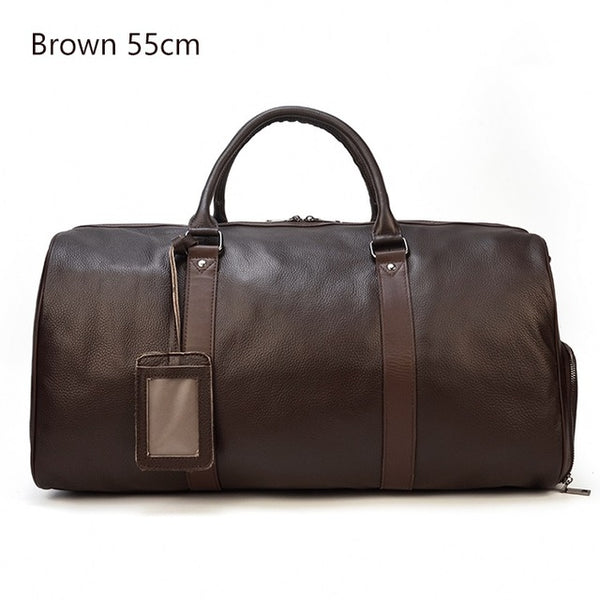 MAHEU Natural Cow Skin Travel Bags Waterproof Men's Leather Overnight Bags Hand Luggage Men Male Weekend Bag Business Man 55cm