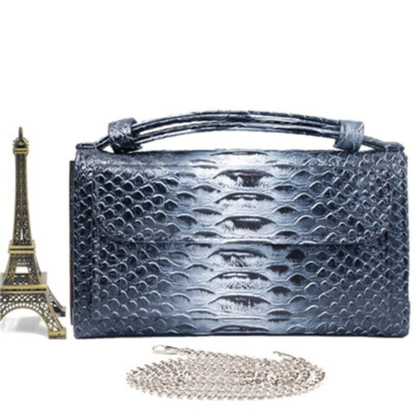 Crocodile Pattern Genuine Leather Handbags Designer Chain Shoulder Bag Square Women Crossbody Bags Clutch Bag Dropship