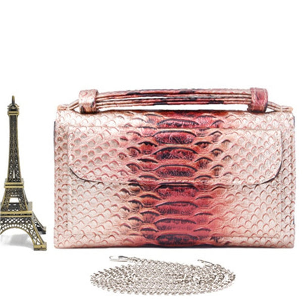 Crocodile Pattern Genuine Leather Handbags Designer Chain Shoulder Bag Square Women Crossbody Bags Clutch Bag Dropship