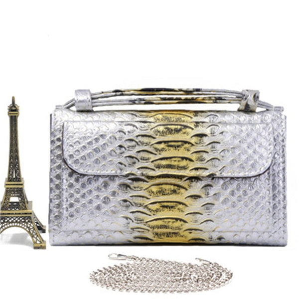 Crocodile Pattern Genuine Leather Handbags Designer Chain Shoulder Bag Square Women Crossbody Bags Clutch Bag Dropship