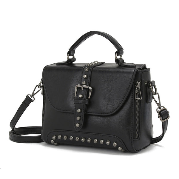 Hot White Vintage Oil Leather Luxury Handbags Women Bags Designer Crossbody Bags For Women 2018 Rivet Small Ladies Hand bag Sac