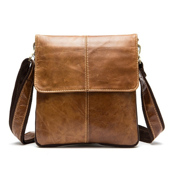 MVA Men's shoulder bag for men oil leather small Messenger bag men's genuine leather crossbody/males bags for men handbag  8006