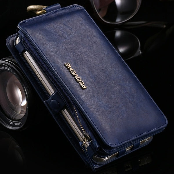 FLOVEME Note 3 4 5 Retro Wallet Leather Case For Samsung Galaxy S6 edge Plus S7 for iPhone XS XR MAX 5s SE 6 6s 7 8 Plus Cover