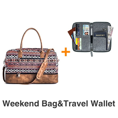 Mealivos 2018 Fashion Canvas Large Weekender Bag Overnight Travel bag Carry On Duffel with Shoe Pouch Duffel  weekend Bags