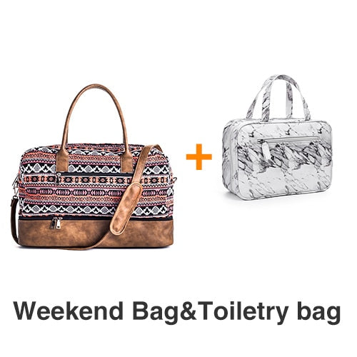 Mealivos 2018 Fashion Canvas Large Weekender Bag Overnight Travel bag Carry On Duffel with Shoe Pouch Duffel  weekend Bags