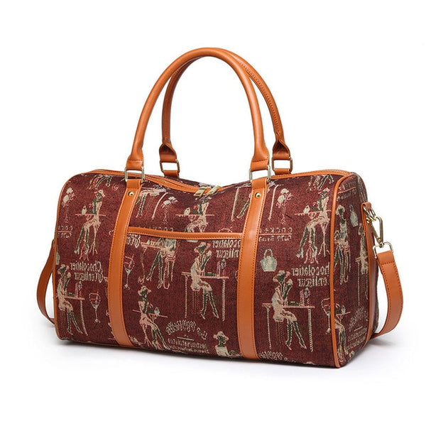 Canvas+PU Leather Women Travel Bag Fashion Striped Duffel Tote Large Weekend Bag Female Packing Cubes Suitcase Shoulder Bags