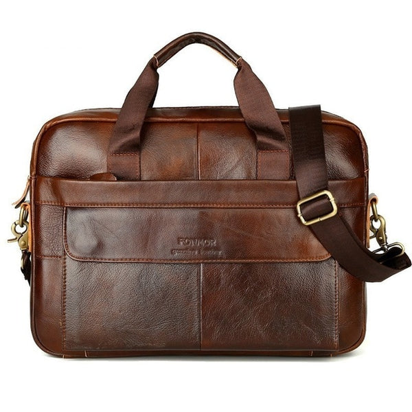 Cowhide Leather Briefcase Mens Genuine Leather Handbags Crossbody Bags Men's High Quality Luxury Business Messenger Bags Laptop