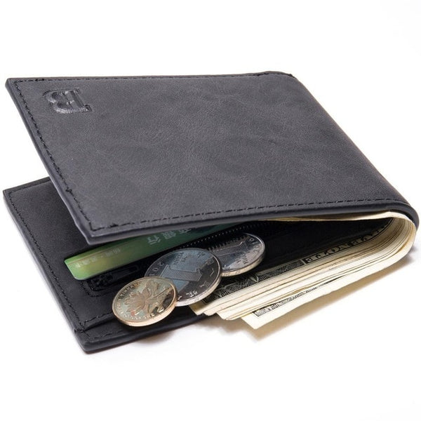 Men Wallets Fashion Dollar Slim Purse Money Clip Short Money Purses PU Leather Zipper Wallet men Coin bag Casual Clutch zk30