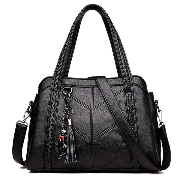 Top-Handle Bags Women Tassel Tote Luxury Spiraea Women Shoulder Messenger Bags Designer High Quality Leather Handbag Cute Cat