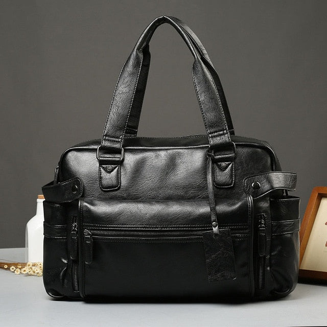 Men'S Briefcase Messenger Shoulder Bags Large Capacity Handbag Business High Quality Leather Computer Bags Laptop Multifunction