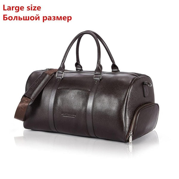 BOSTANTEN Big Large Genuine Leather Men Travel Bags Overnight Duffel Bag Weekend Travel Huge Tote Bags Crossbody Travel Bags