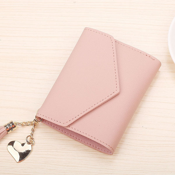 2018 Fashion Tassel Women Wallet for Credit Cards Small Luxury Brand Leather Short Womens Wallets and Purses Carteira Feminina