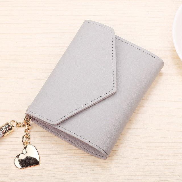 2018 Fashion Tassel Women Wallet for Credit Cards Small Luxury Brand Leather Short Womens Wallets and Purses Carteira Feminina