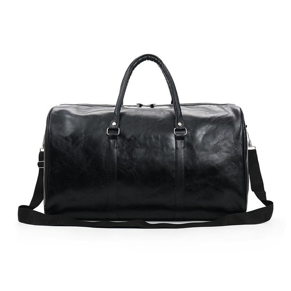 Free Shipping Popular Design PU Leather Weekend Duffel Bag Portable Highcapacity Men's Leisure Business Travel Bag Black Handbag
