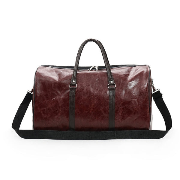 Free Shipping Popular Design PU Leather Weekend Duffel Bag Portable Highcapacity Men's Leisure Business Travel Bag Black Handbag