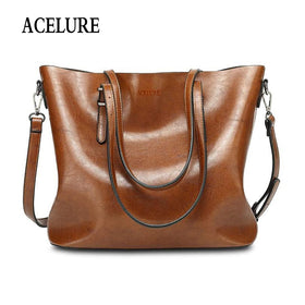 ACELURE Women Shoulder Bag Fashion Women Handbags Oil Wax Leather Large Capacity Tote Bag Casual Pu Leather women Messenger bag