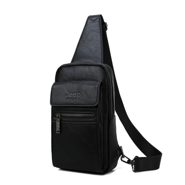 JEEP BULUO High Quality Men Chest Bags Split Leather Large Size Shoulder Crossbody Bag For Young Man Famous Brand Sling Bags