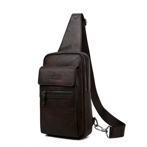 JEEP BULUO High Quality Men Chest Bags Split Leather Large Size Shoulder Crossbody Bag For Young Man Famous Brand Sling Bags