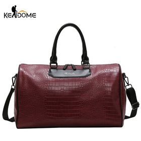 Women Fitness Gym Bag Alligator PU Leather Male Training Handbags Lady Travel Weekend Luggage Large Capacity Sac De Sport XA75D