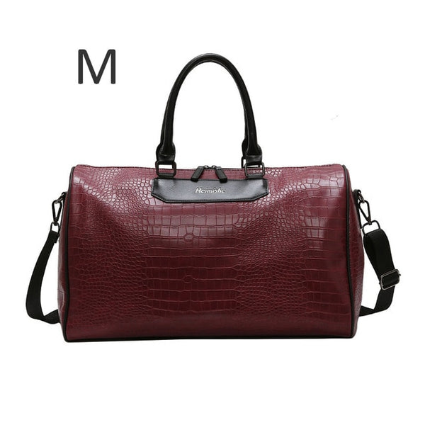 Women Fitness Gym Bag Alligator PU Leather Male Training Handbags Lady Travel Weekend Luggage Large Capacity Sac De Sport XA75D